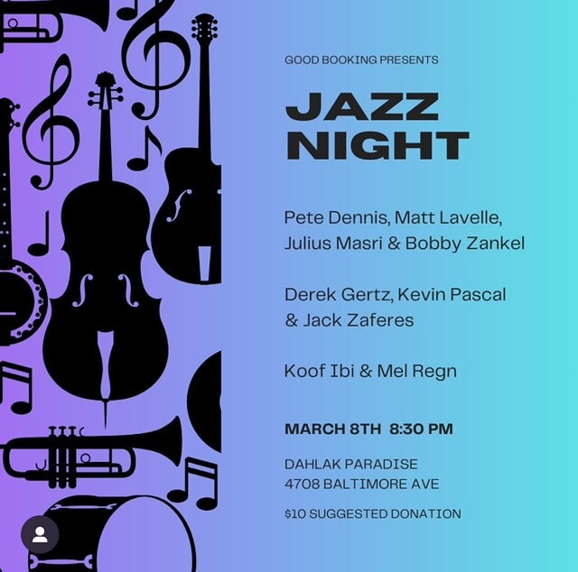 Jazz at Dahlak! Masri/Lavelle/Zankel/Dennis, Koof + Mel,