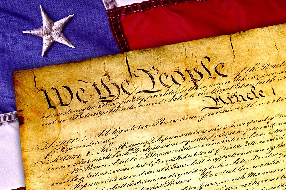 Declaration of Independence with US Flag underneath it