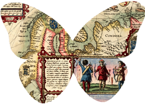Contiene una farfalla origami realizzata con carta geografica.
