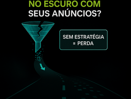 Funil de vendas digital rachado em fundo escuro com a frase “Você está gritando no escuro com seus anúncios?”. Imagem ilustrativa do blog da Kadosh Marketing sobre a importância de ter estratégia no tráfego pago.