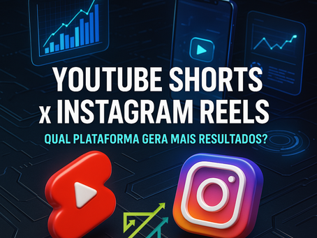 Comparação visual entre YouTube Shorts e Instagram Reels destacando diferenças em alcance, engajamento e estratégias de marketing para negócios.