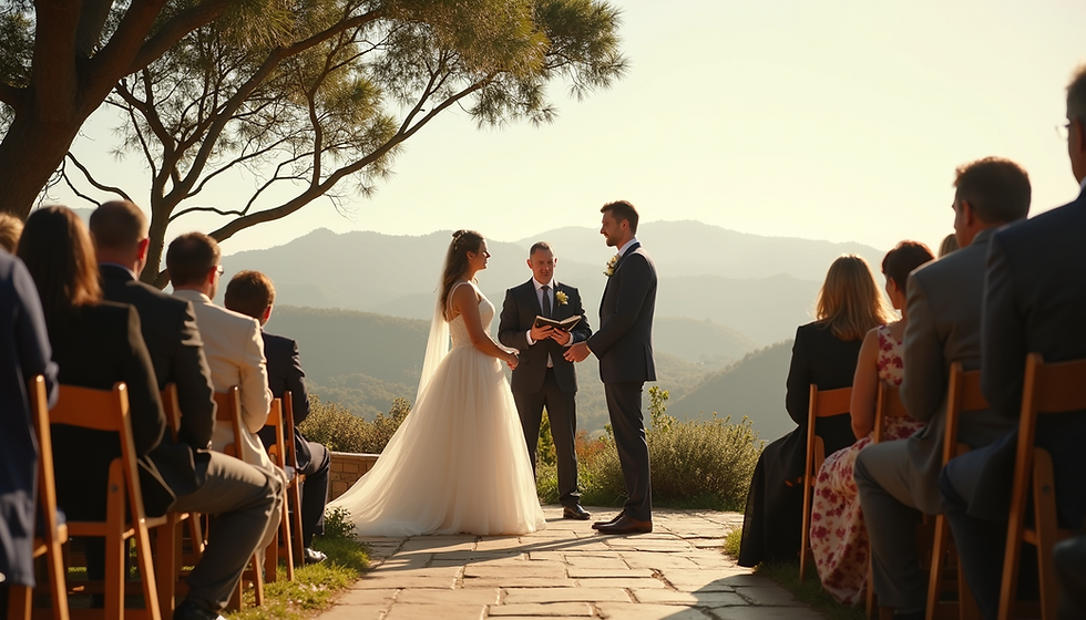 bride and groom saying i do in the hill country
