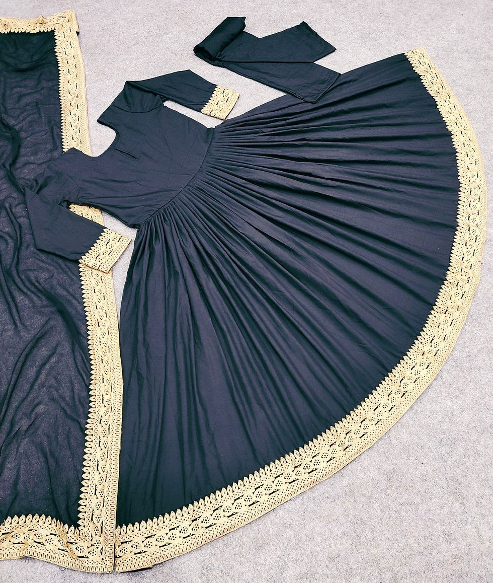 Thumbnail: Black designer party wear look embroidered work gown