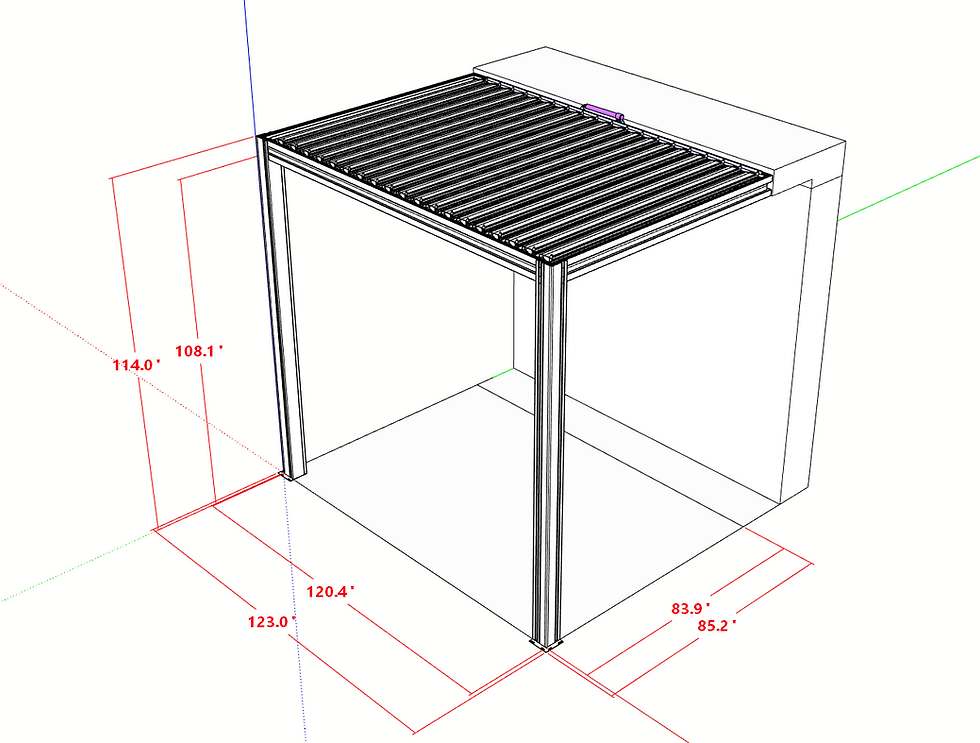 3D design of aluminum pergolas Toronto with dimensions