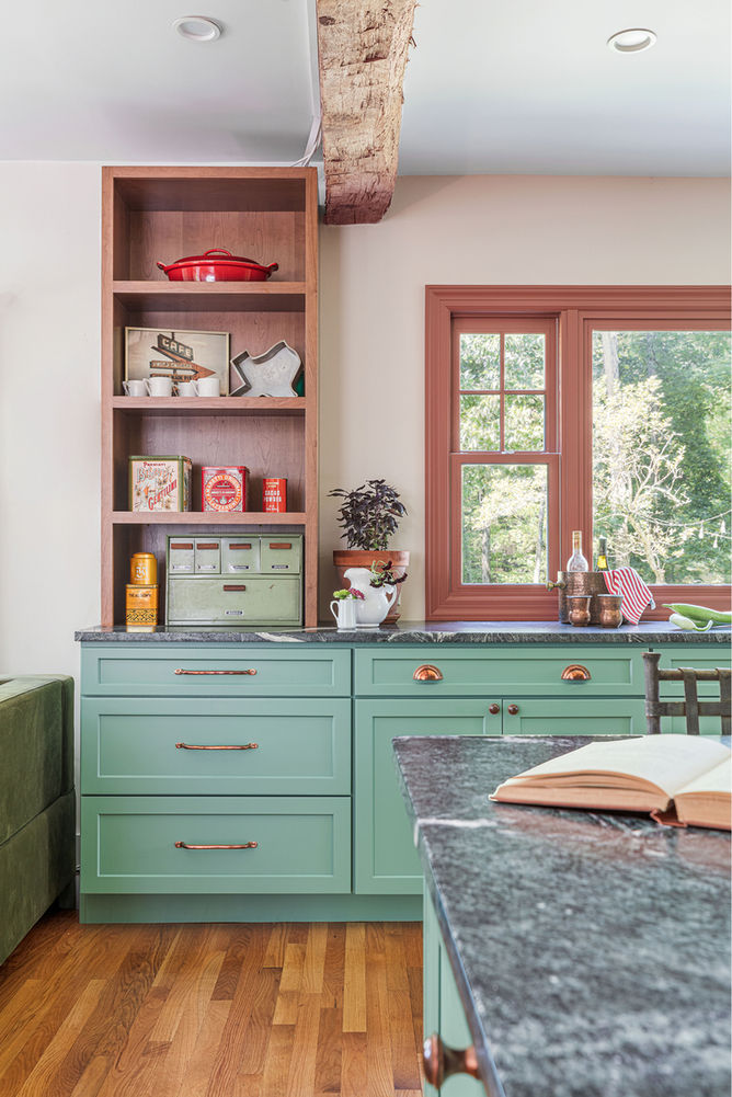 Full overlay cabinetry in modern cottage chic kitchen renovation