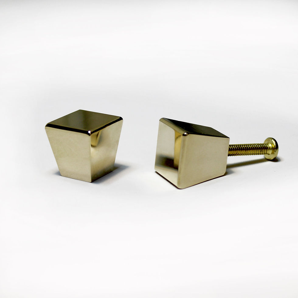 Small Pyramid Knob with flat face in polished brass finish