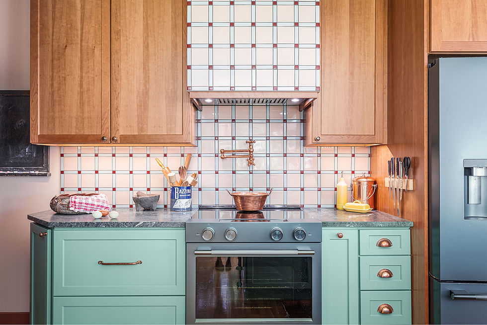 Modern cottage kitchen renovation with custom built-in cabinetry