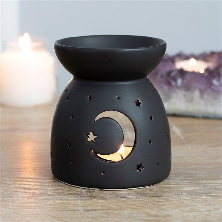 Thumbnail: Black Mystical Moon Cut Out Oil Burner