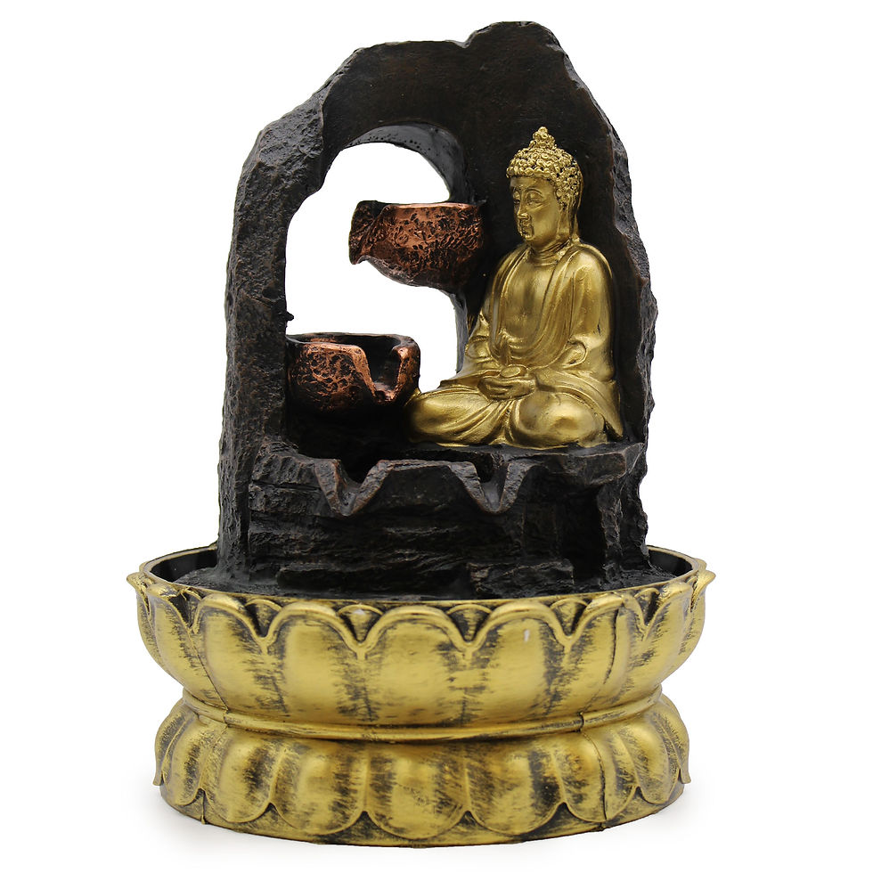 Thumbnail: Tabletop Water Feature - 30cm - Golden Meditating Buddha