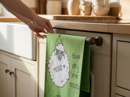 Ewe Dry Me Crazy: The Funny Tea Towel Every Yoga Lover (and Sheep Fan) Needs