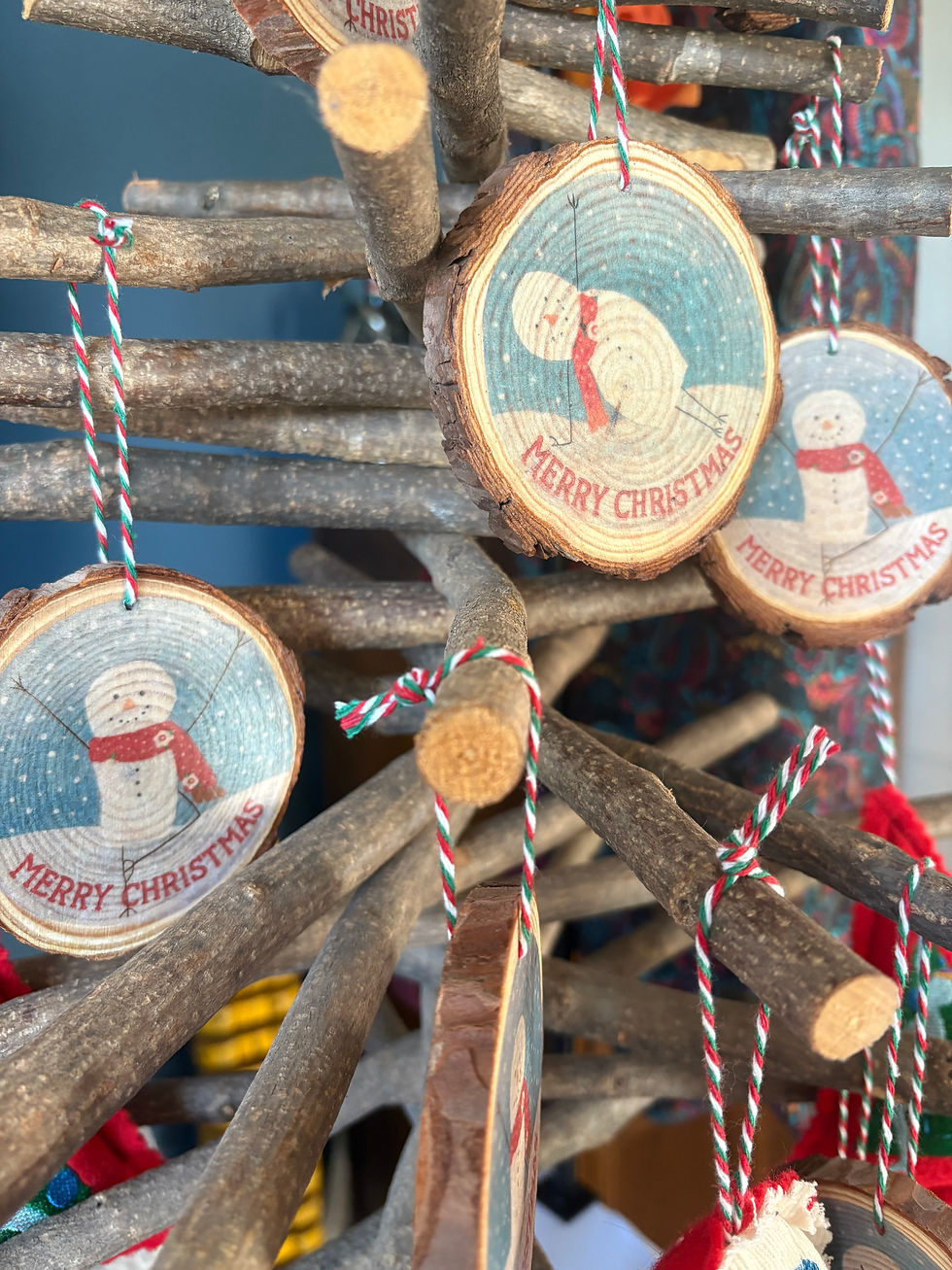 set of 3 wood slice yoga baubles