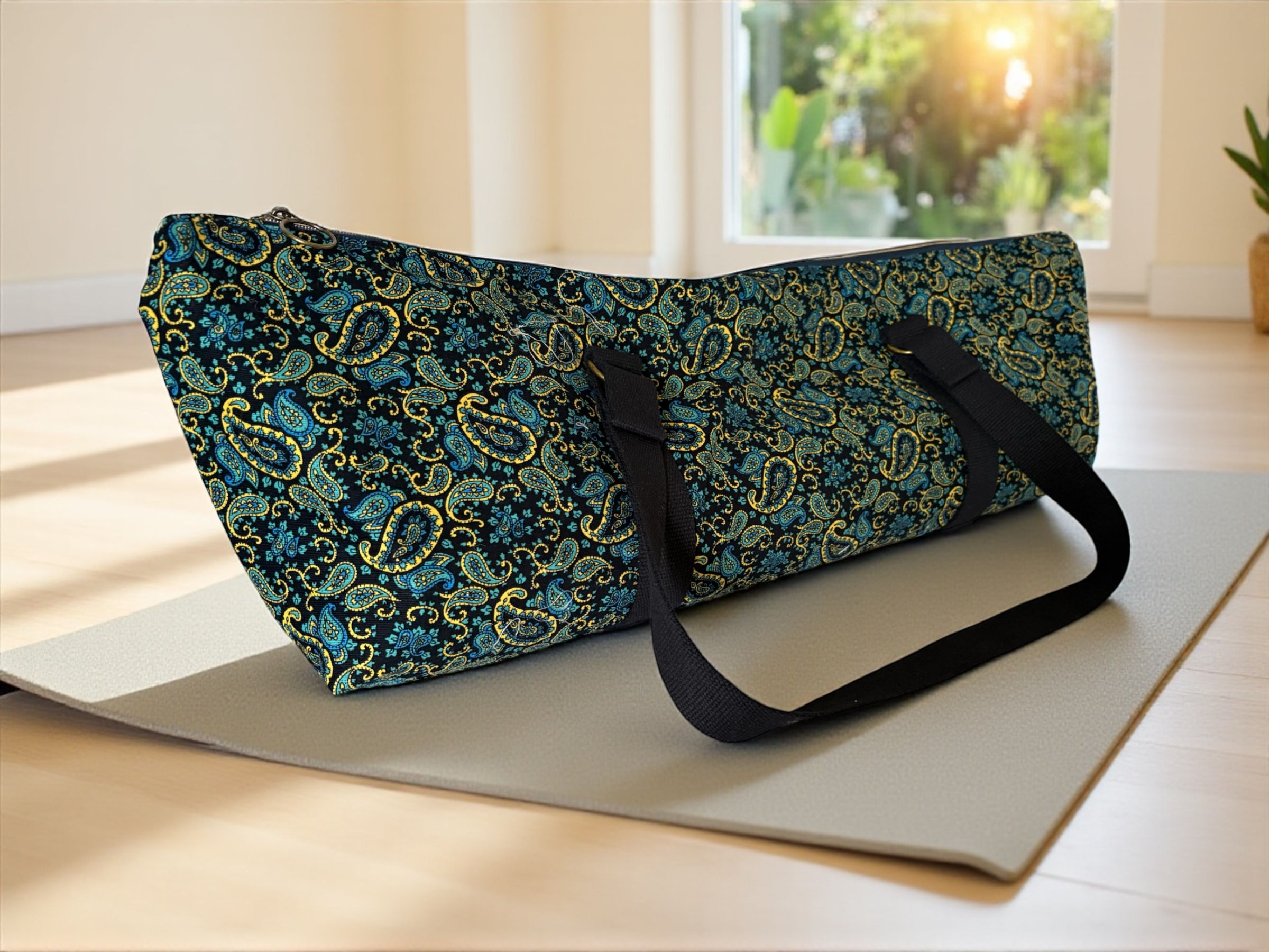 Paisley Blue large yoga mat bag