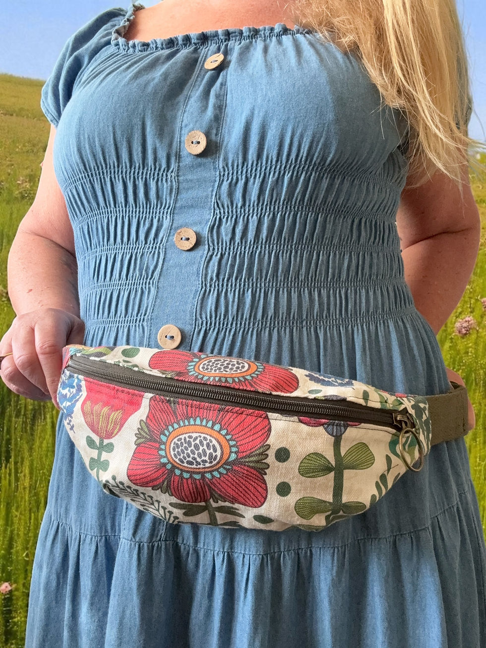 floral bum bag, crossbody bag handmade