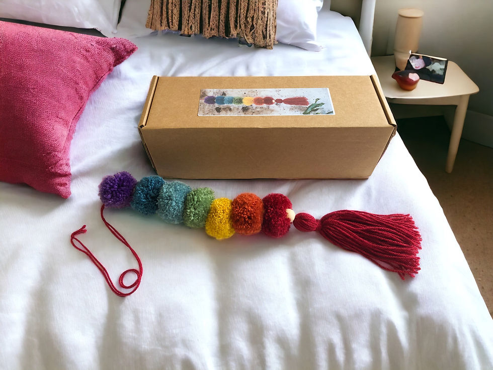 pom pom chakra wall hanging