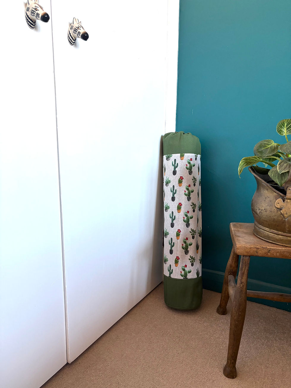 Thumbnail: handmade over the shoulder yoga mat bag with cactus