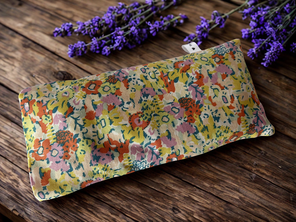 Thumbnail: lavender and flax seed eye pillow and matching tea light holder