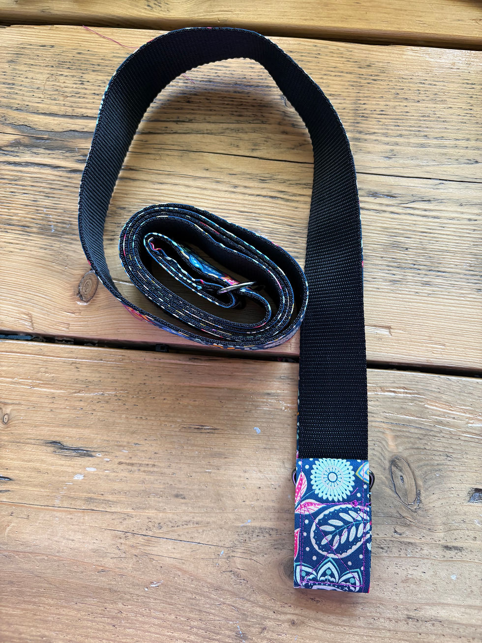 Thumbnail: navy blue floral yoga mat strap