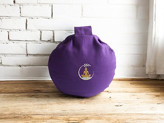 Meditation Yoga Cushion in Purple embroidery buckwheat