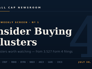 Small-Cap Insider Buying: 9 Clusters Worth Watching (July 30, 2026)