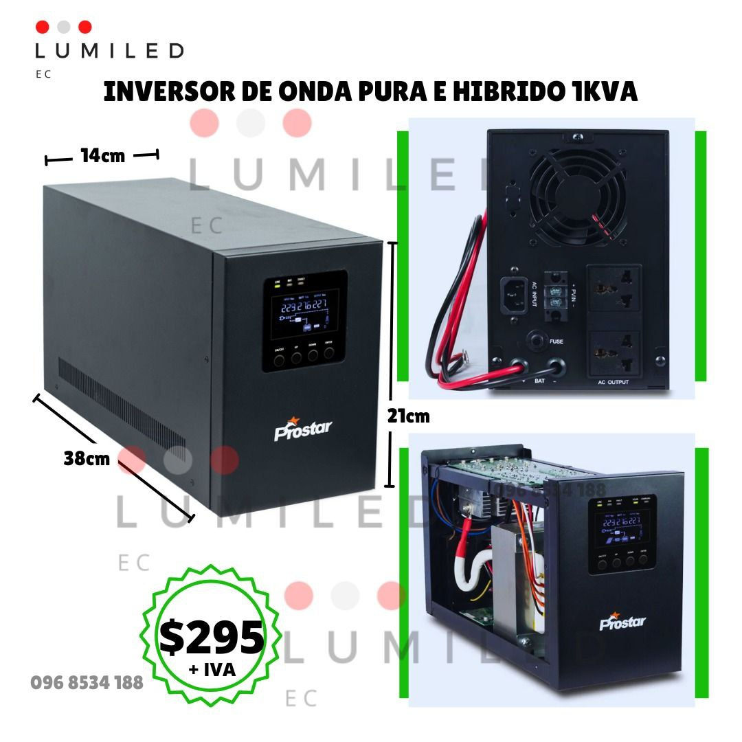 INVERSOR DE ONDA PURA E HIBRIDO 1KVA