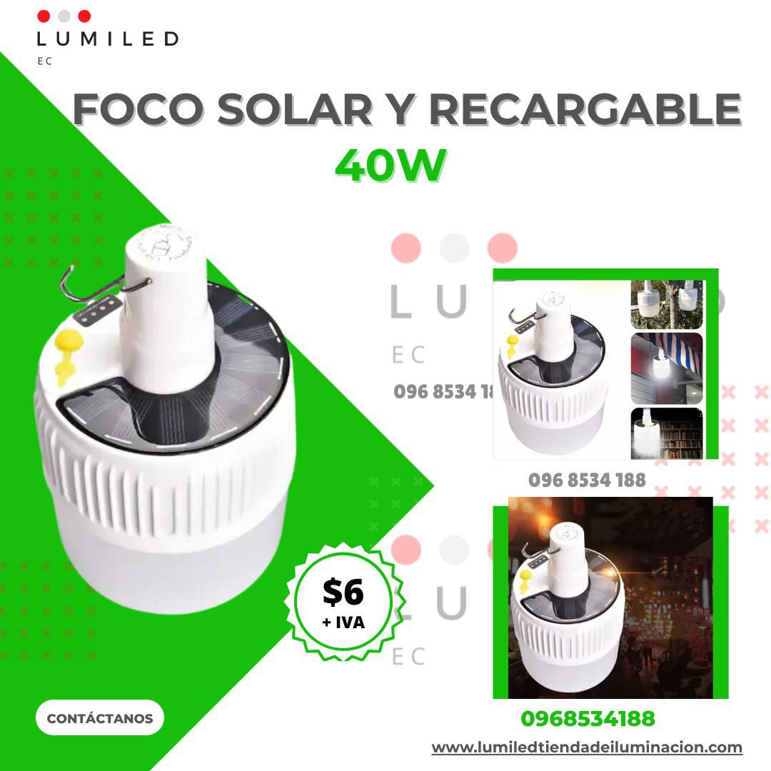 FOCO SOLAR Y RECARGABLE 40W