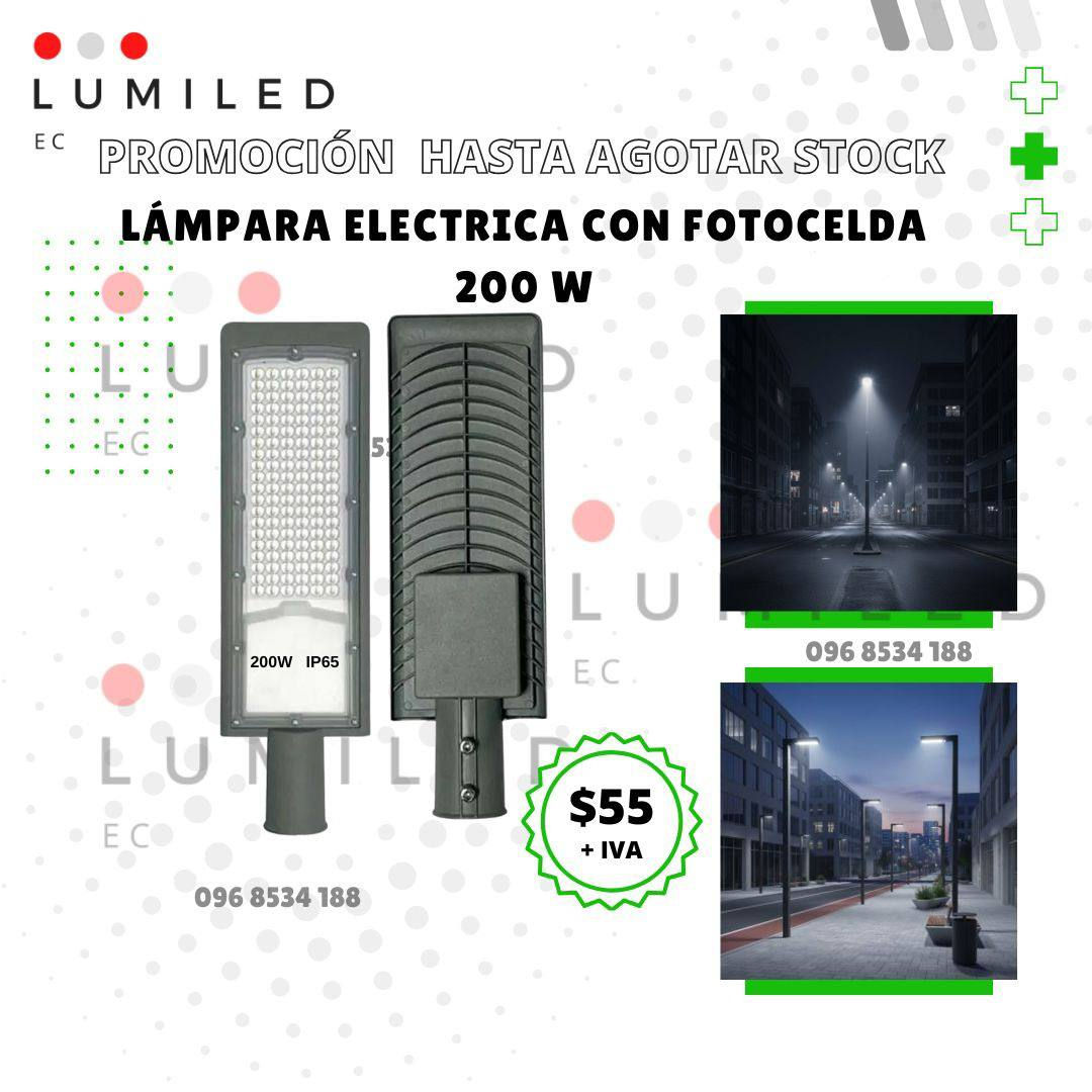 LÁMPARA ELÉCTRICA CON FOTOCELDA 200W