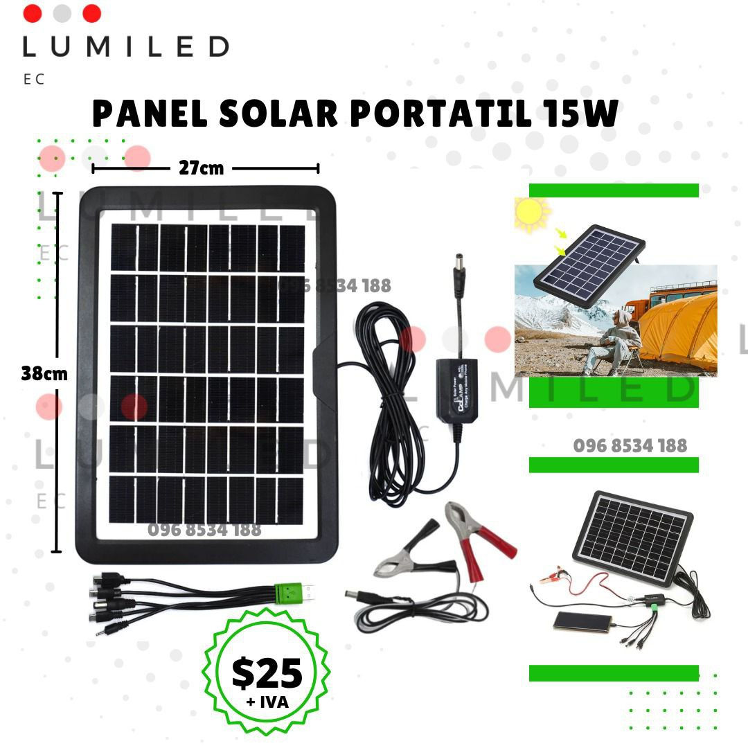 PANEL SOLAR PORTATIL DE 15W
