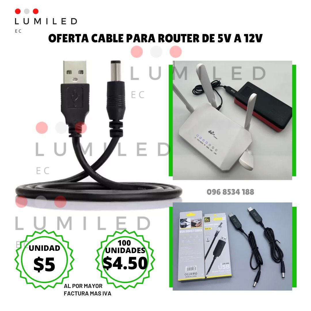 CABLE PARA ROUTER DE 5V A 12V