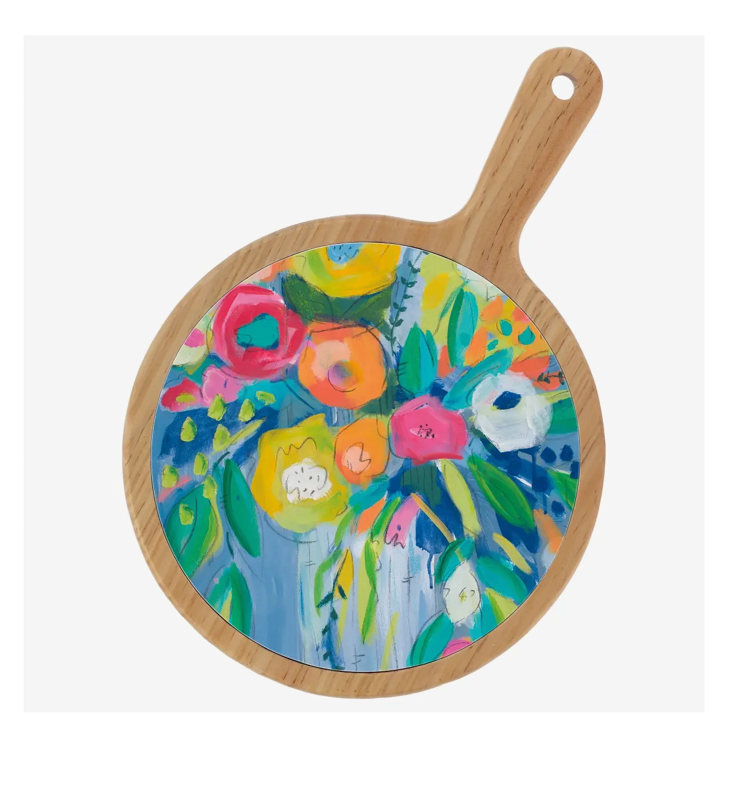 Cheerful Blossoms Bamboo & Ceramic Cheese Board