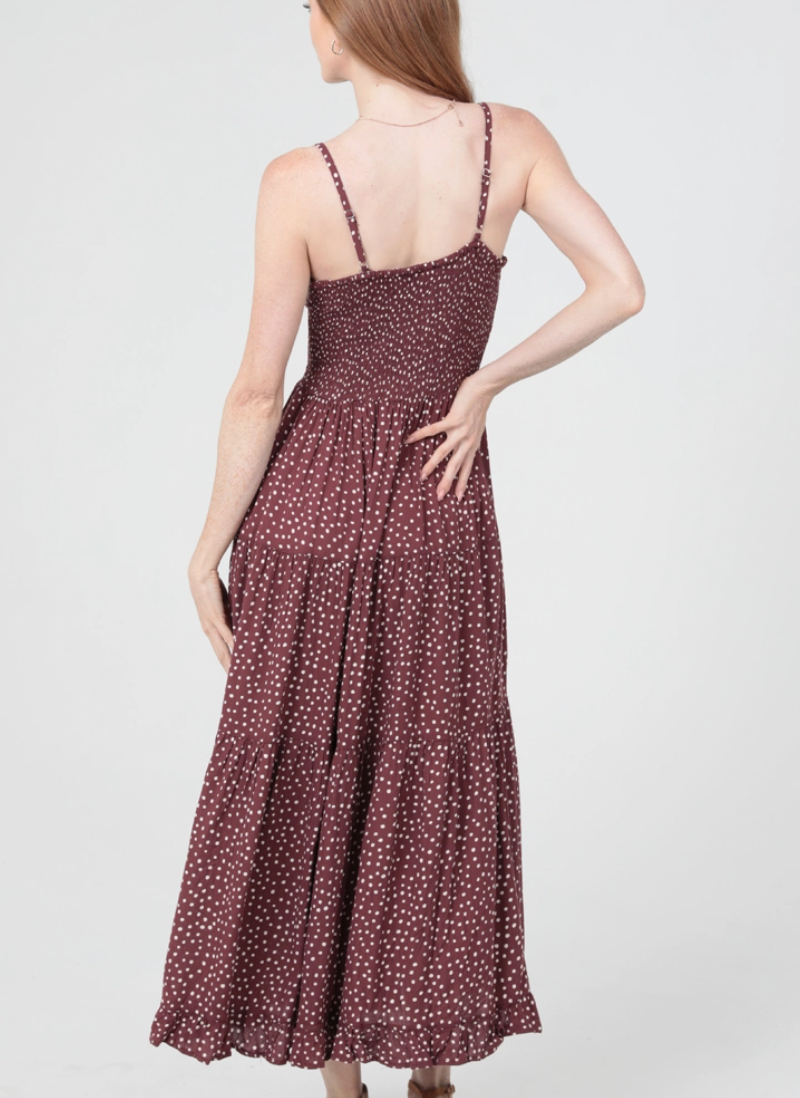 Thumbnail: Polka Dot Side Slit Maxi Dress