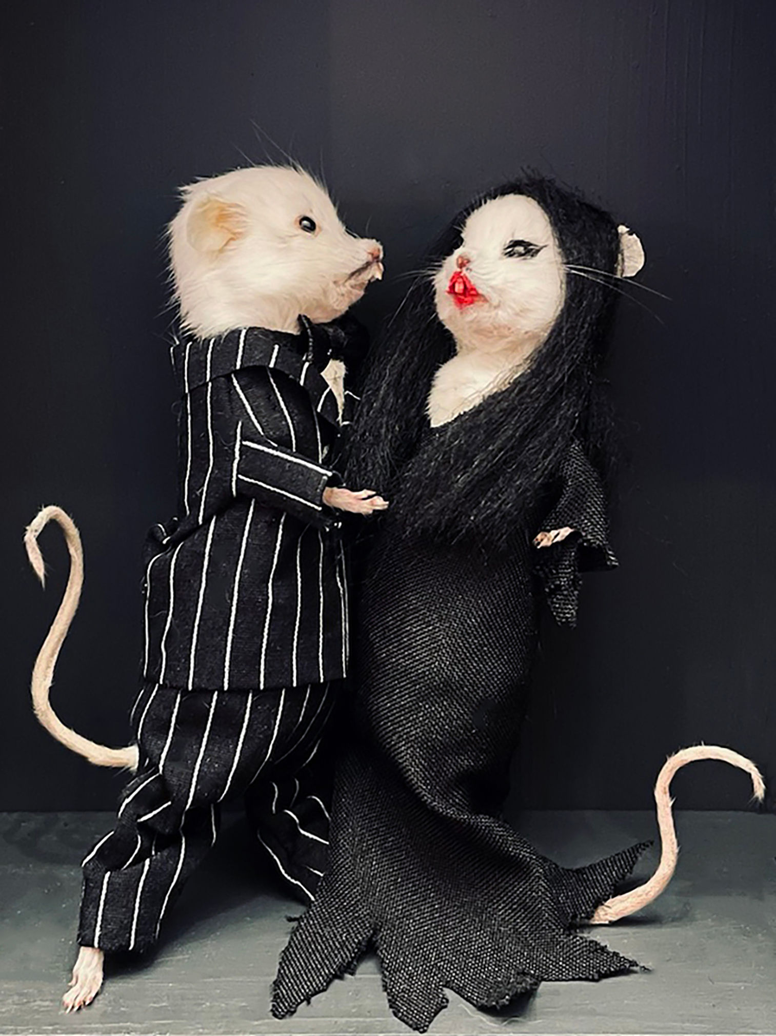 Morticia and Gomez - Shadow Box Taxidermy Mouse - The Addams Family