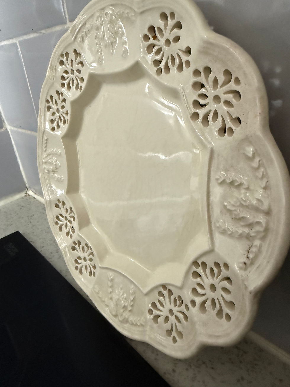 Thumbnail: Creamware. 2 Matching Plates. 