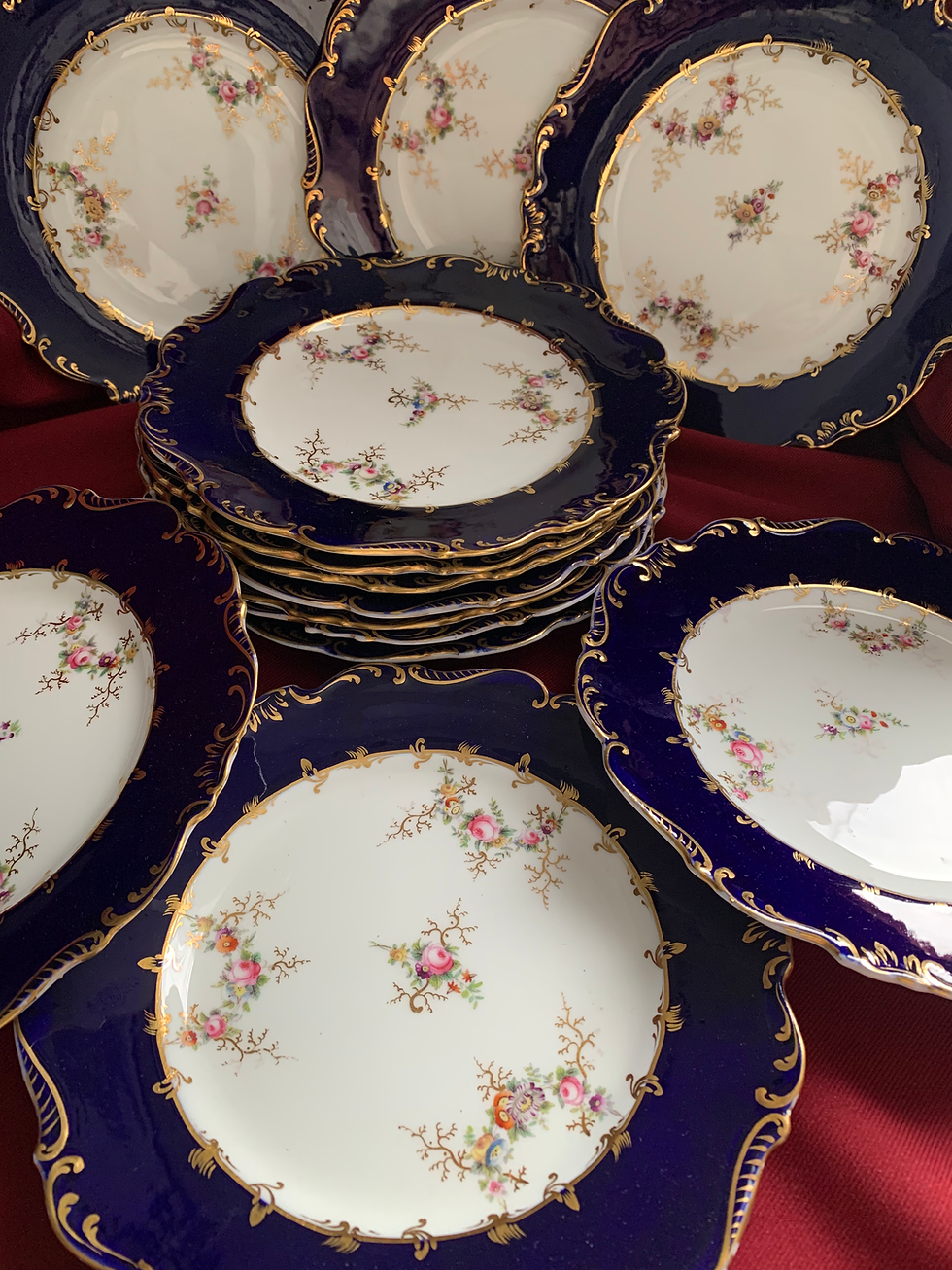Miniatură: Antique Cobalt Blue & gold plates