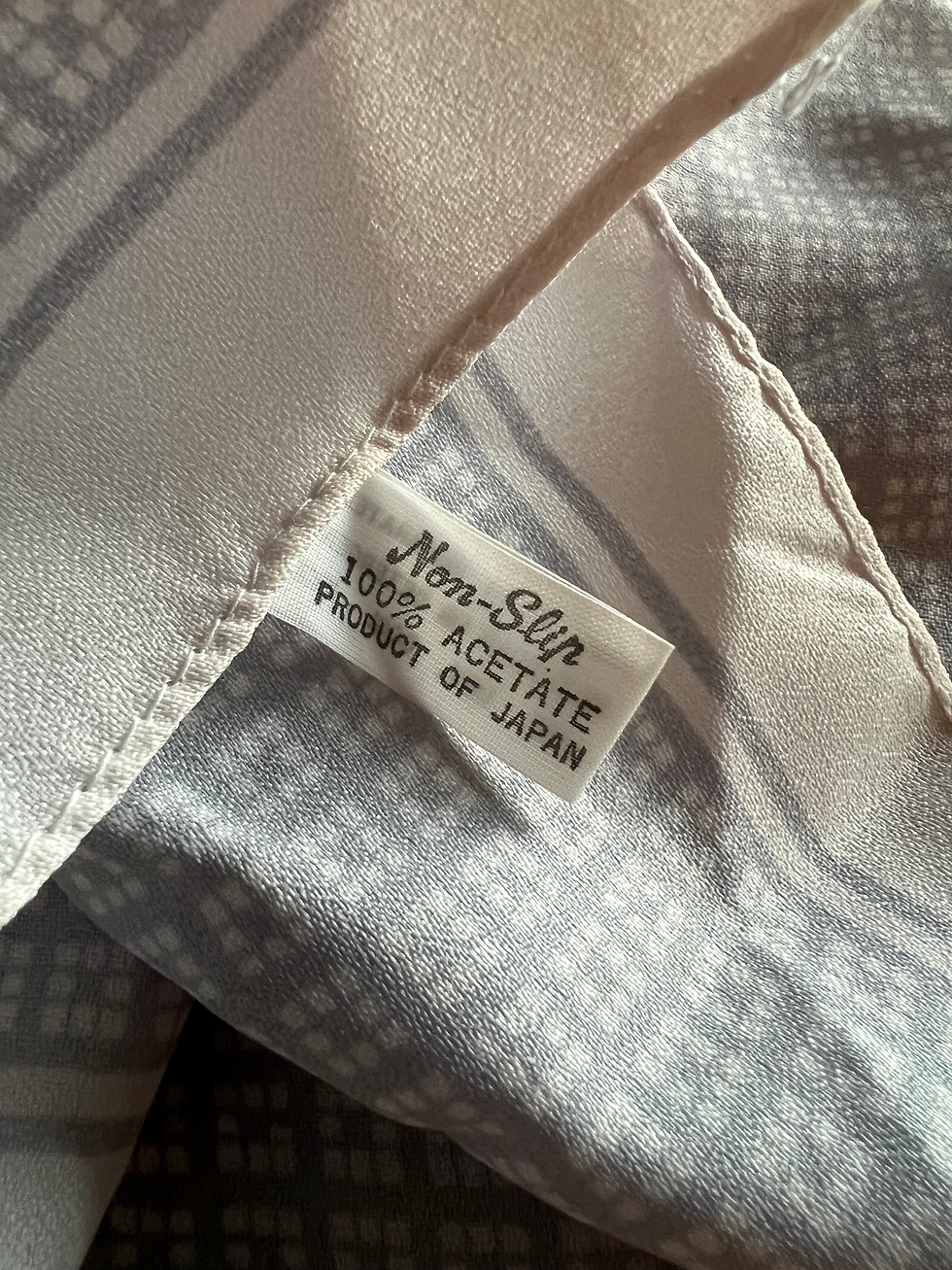 Thumbnail: Cream & blue blue design Vintage Scarf. 