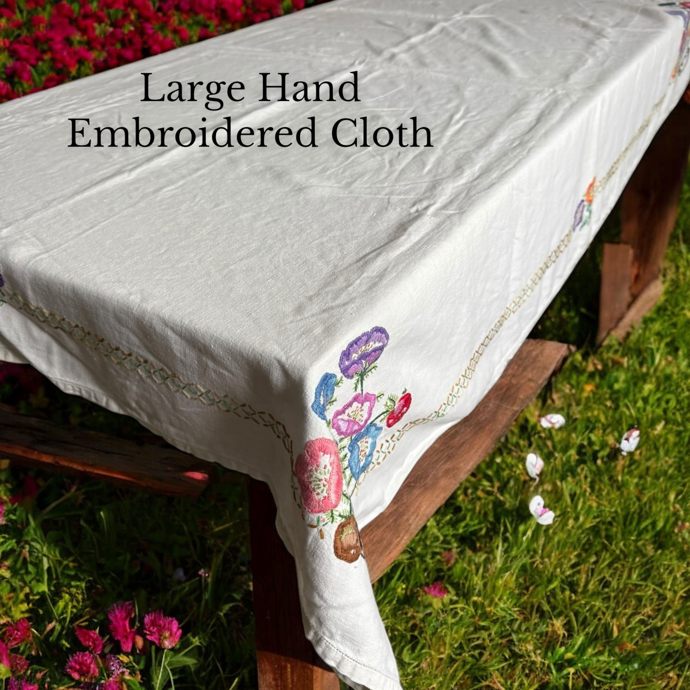 Large Hand Embroidered Tablecloth