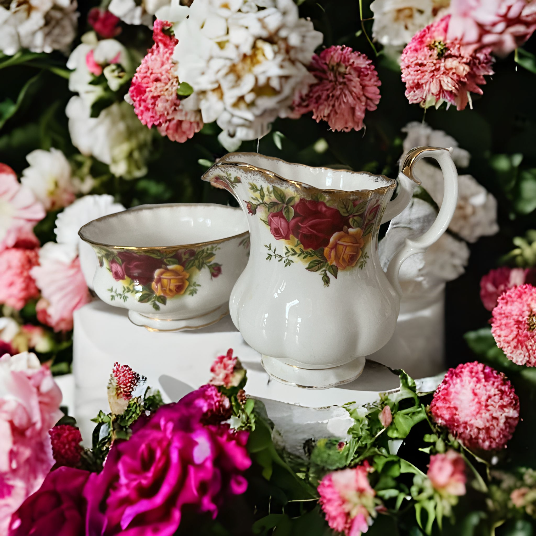Royal Albert. Old Country Roses. Milk Jug & Sugar Bowl. First Quality