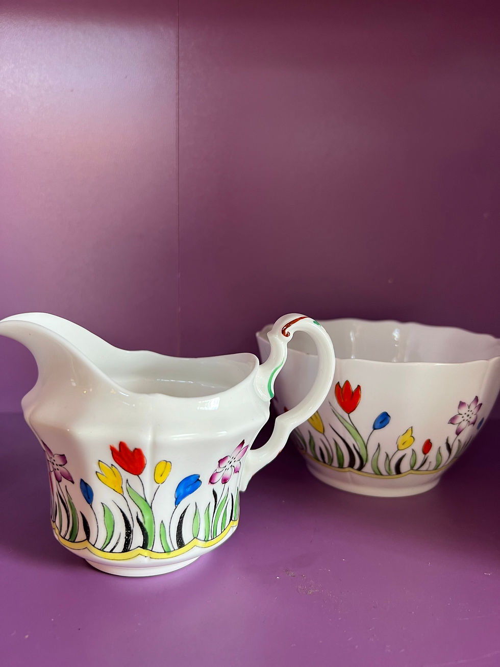 Μικρογραφία: Handpainted Milk jug & sugar bowl 