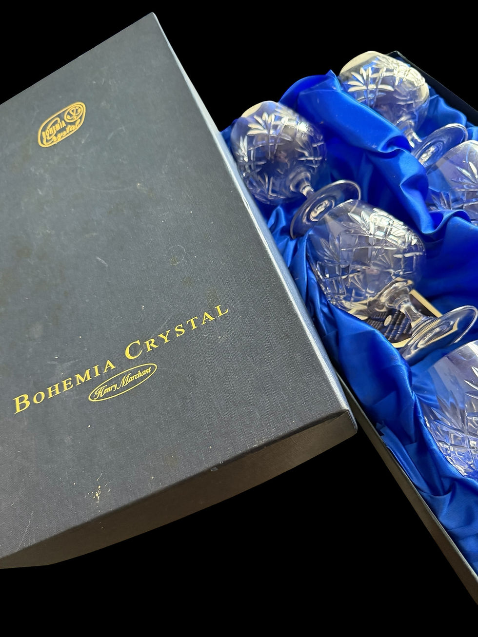 Miniatura: BOHEMIA. Set 6 Vintage Brandy Balloon Crystal Glasses. 