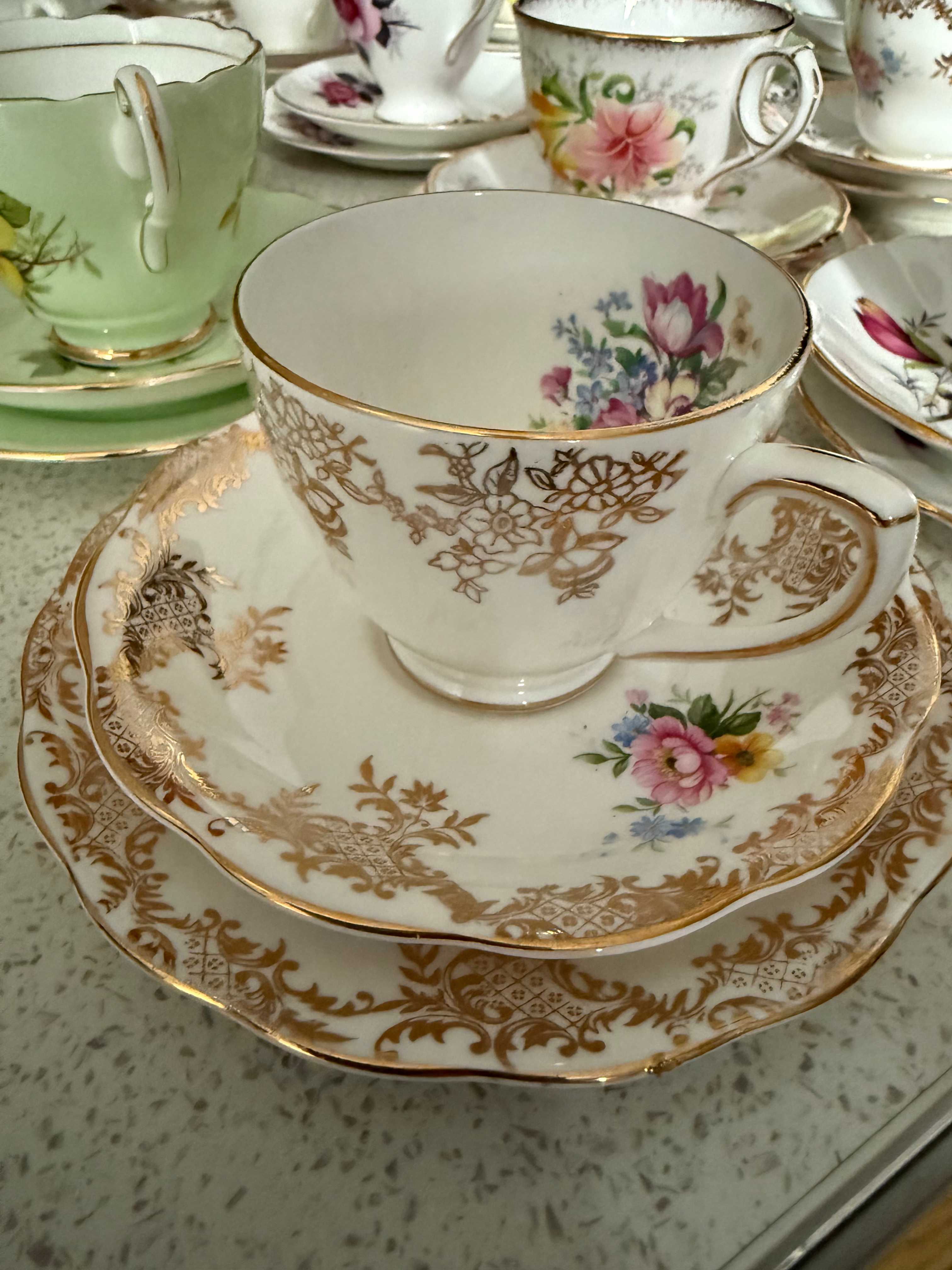 X 40 Vintage china trios. English China tea sets