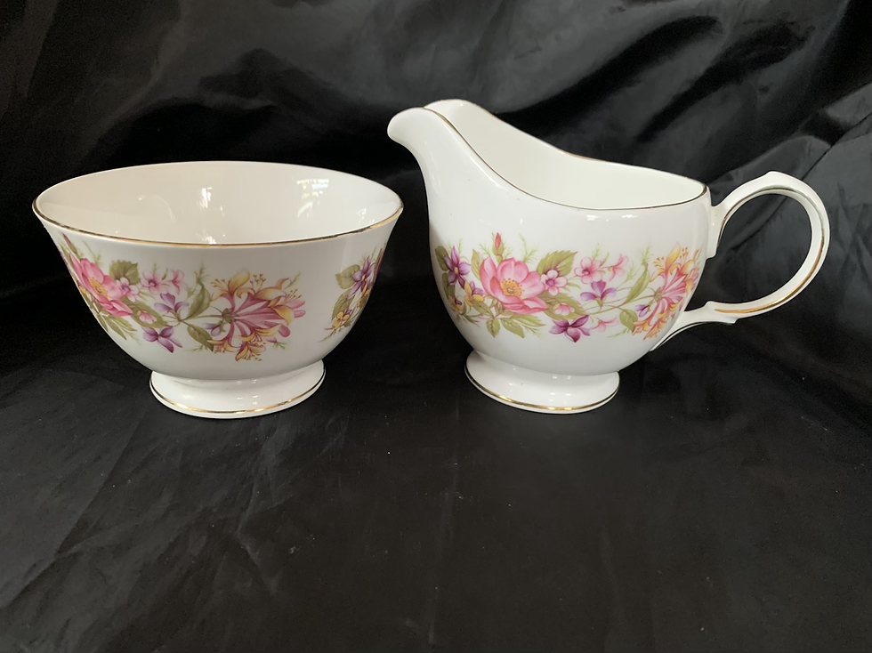Colclough Floral china creamer jug & sugar bowl