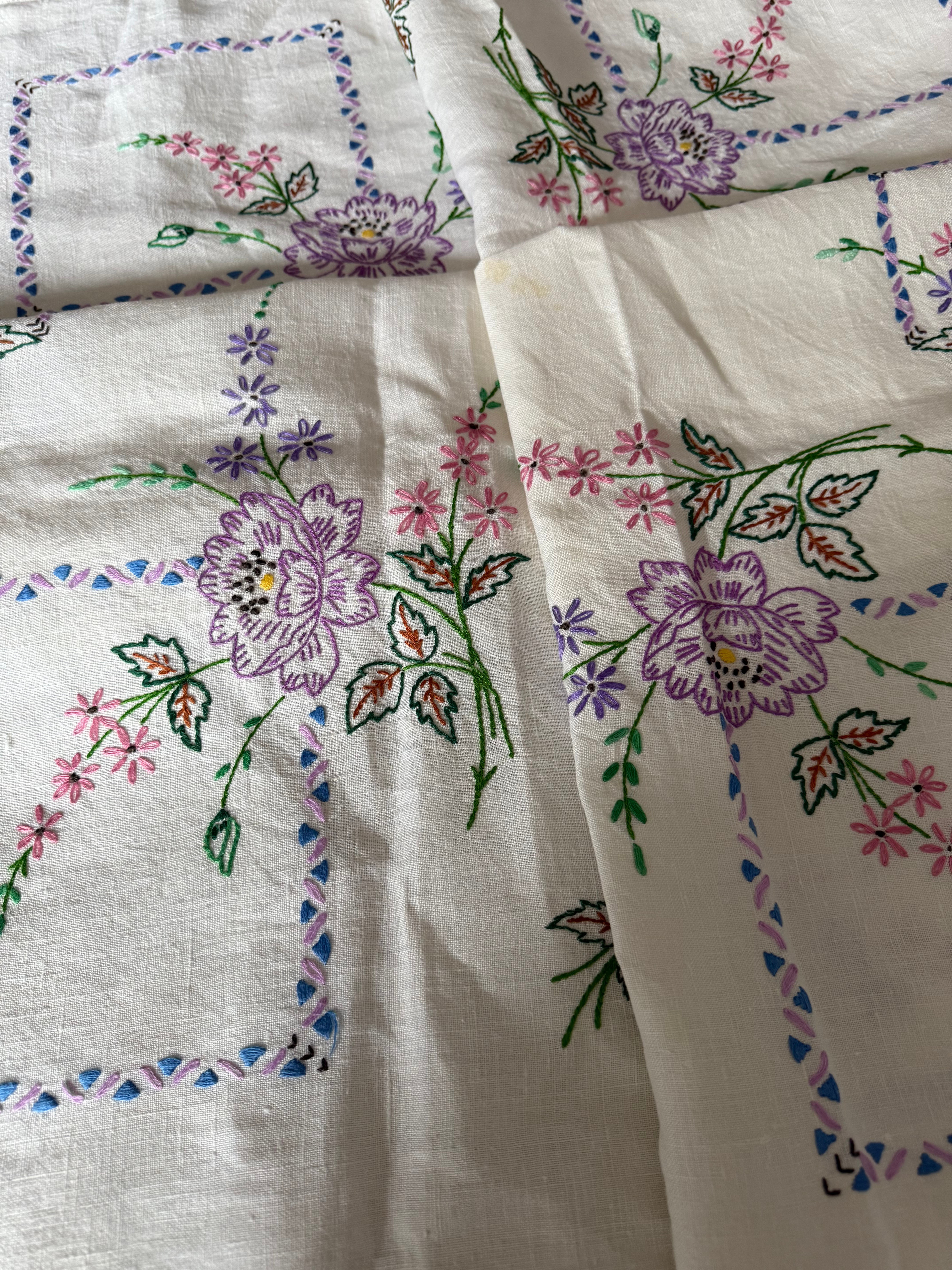 Large Hand Embroidered Tablecloth