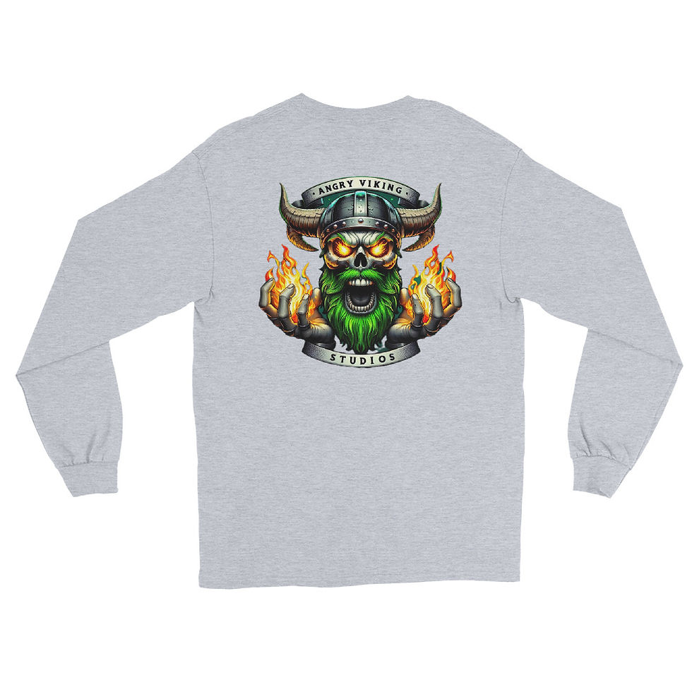 Thumbnail: Angry Viking Logo 2-Sided Long Sleeve T-Shirt
