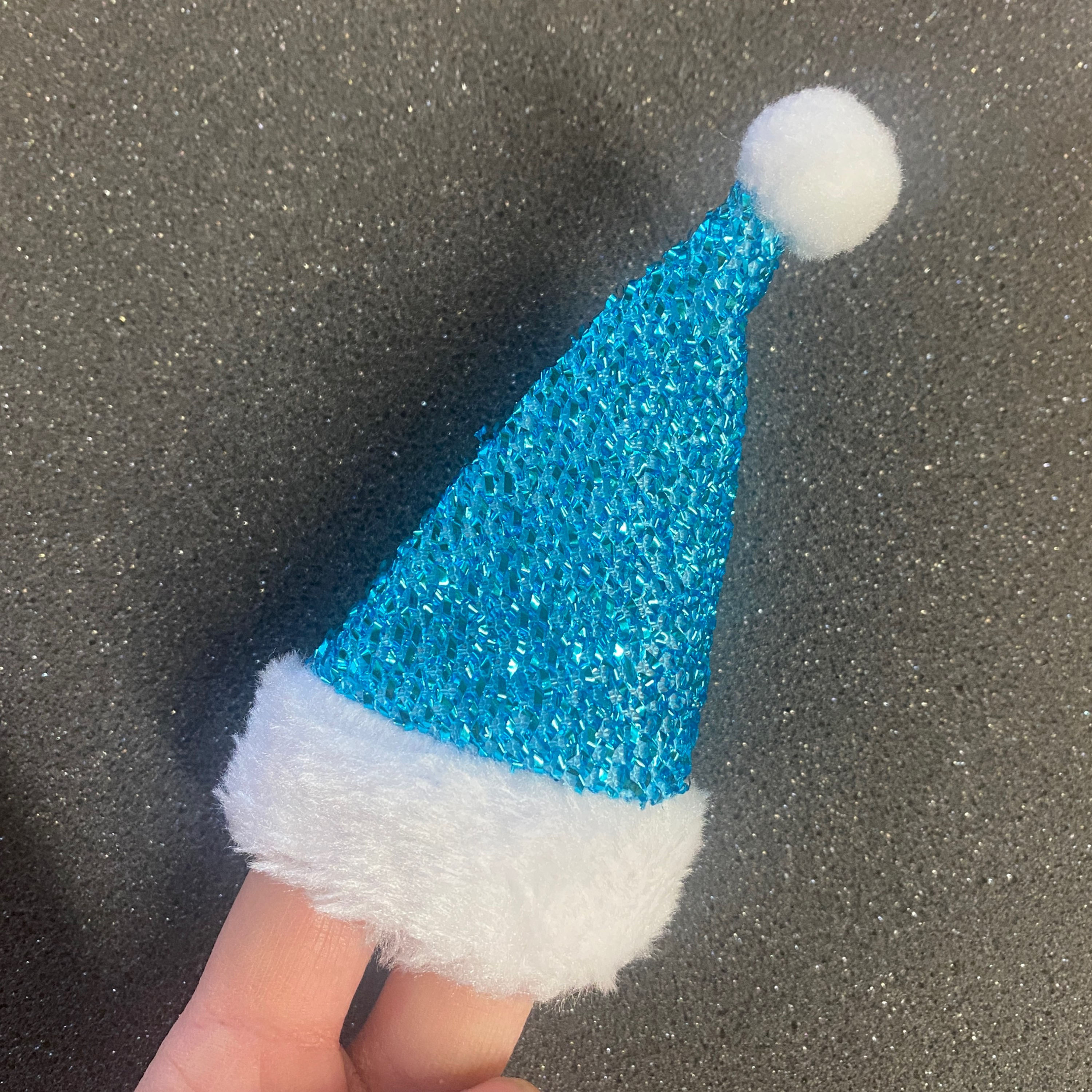 Christmas hat 12 x 6.5 cm - Blue Sparkles