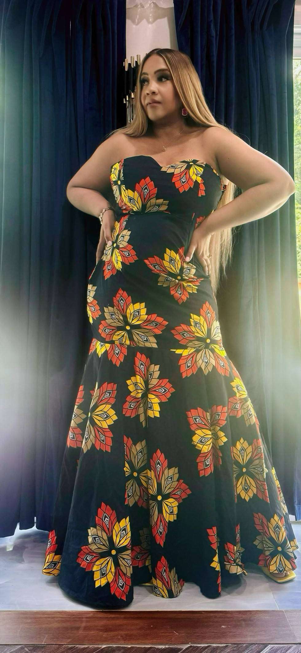 Thumbnail: "Who's That Queen" Ankara Dress & Hat Set