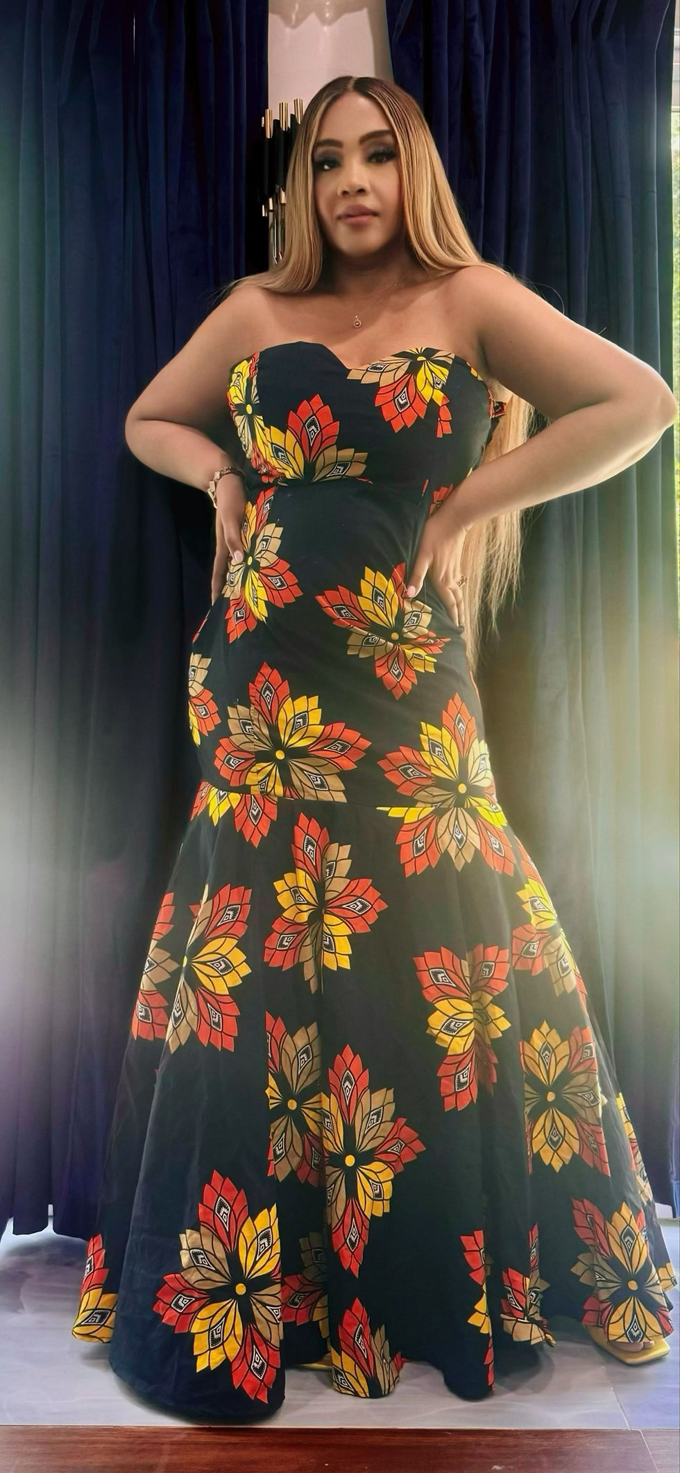 Thumbnail: "Who's That Queen" Ankara Dress & Hat Set