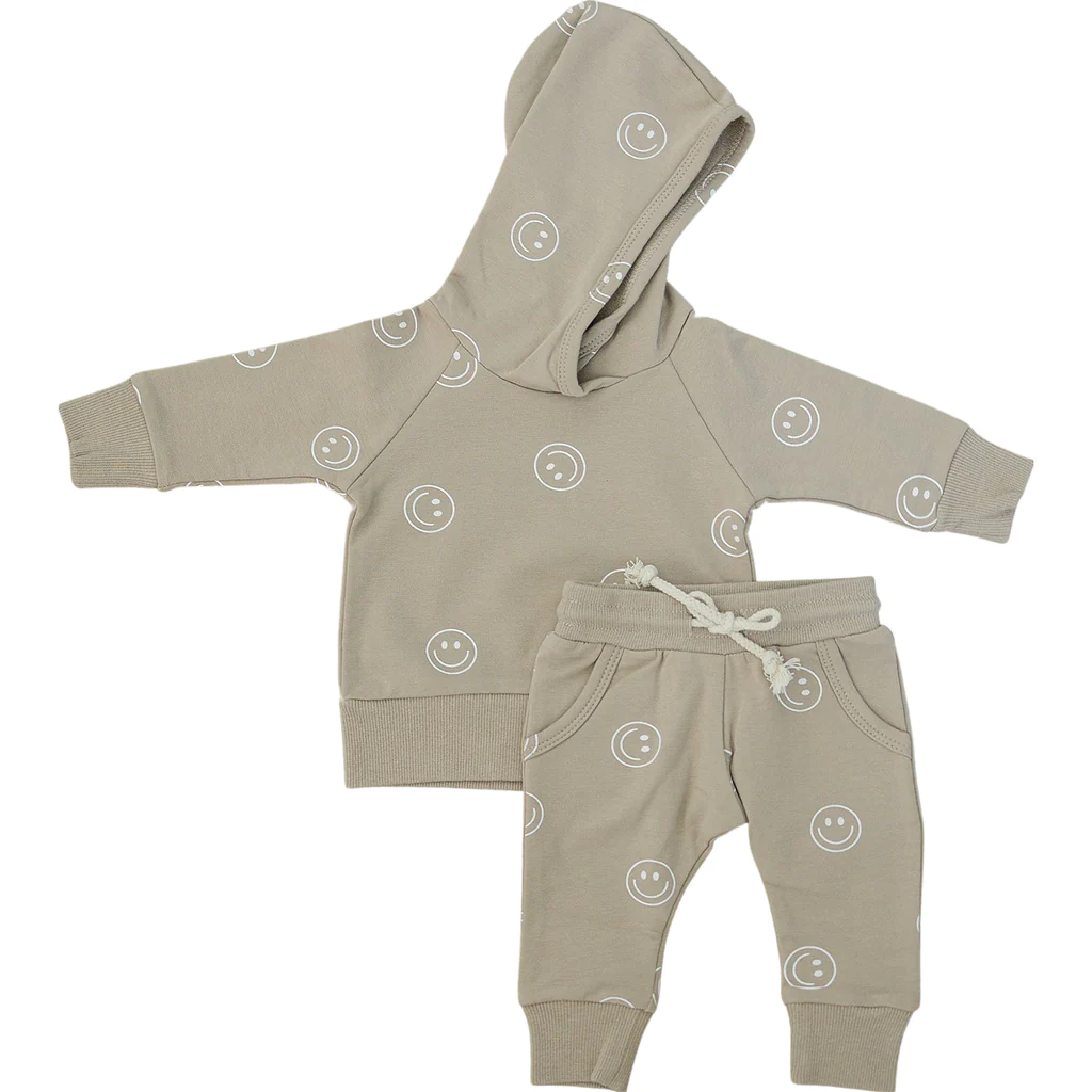 smiley french terry hoodie set