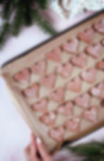 Line the chocolate heart cut outs on a baking tray before baking for 5 minutes.