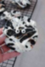 Chocolate cookie with marshmellow fluff to look like a mummy cookie for halloween.