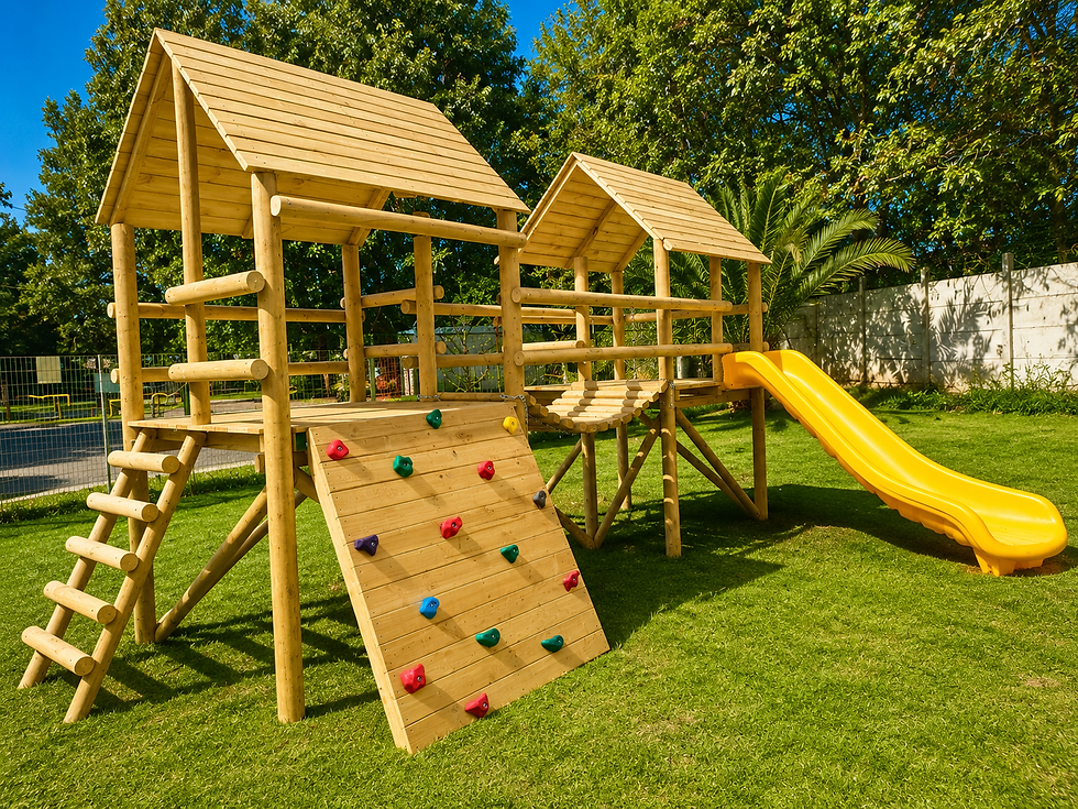Doble plataforma tobogán de madera para exterior