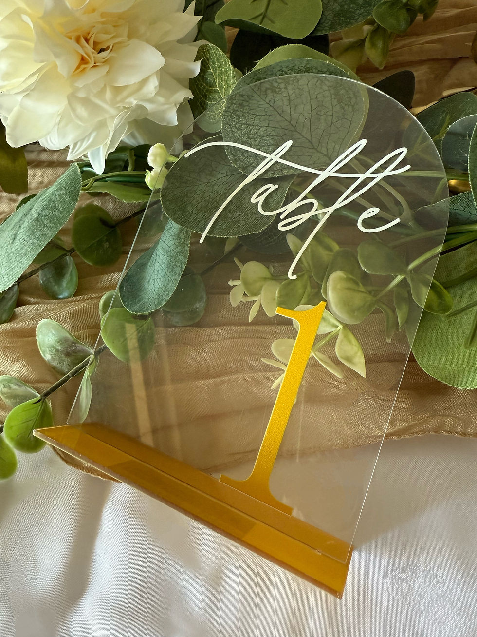 Thumbnail: Arched Gold + Acrylic Table Number Plates
